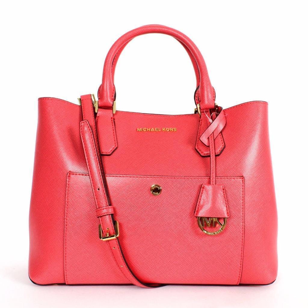 Michael Kors Leather Greenwich Large Tote - Watermelon/luggage