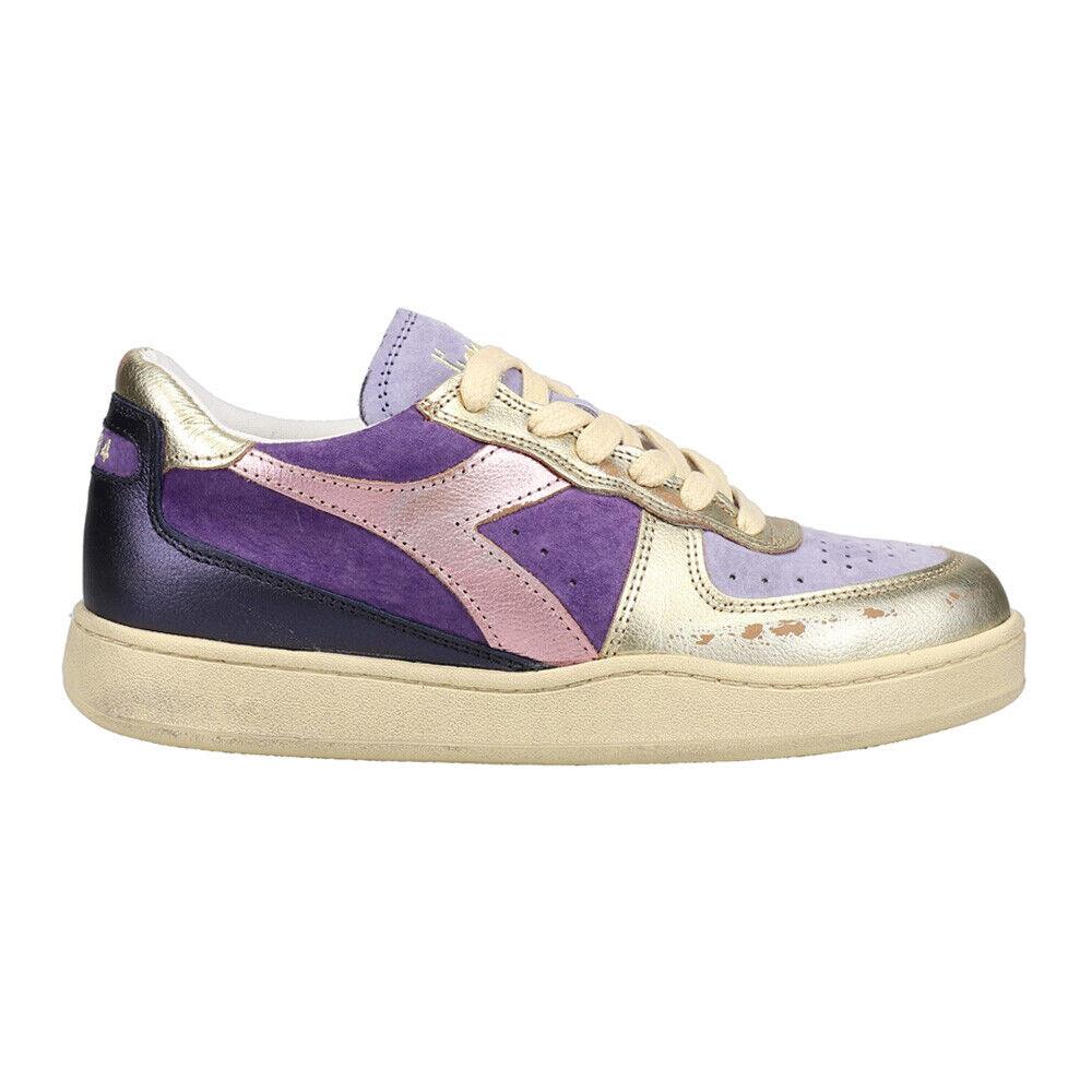 Diadora Mi Basket Low Metal Pigskin Lace Up Mi Basket Low Metal Pigskin Lace Up Womens Purple Sneakers Casual