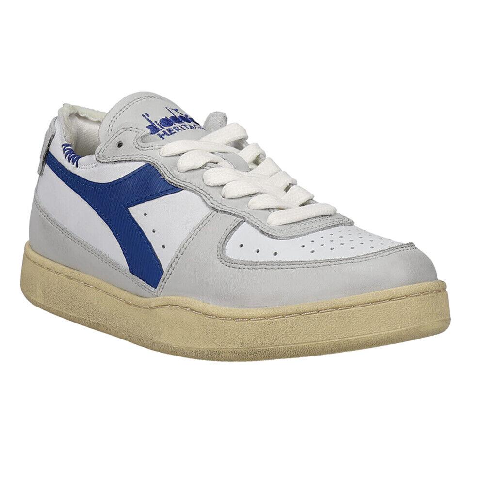 Diadora Mi Basket Row Cut Lace Up Mens Blue White Sneakers Casual Shoes 176282