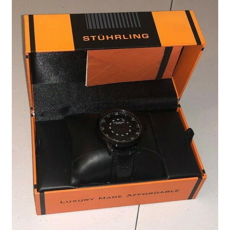 Stuhrling Black Stainless Steel Watch Glass Back