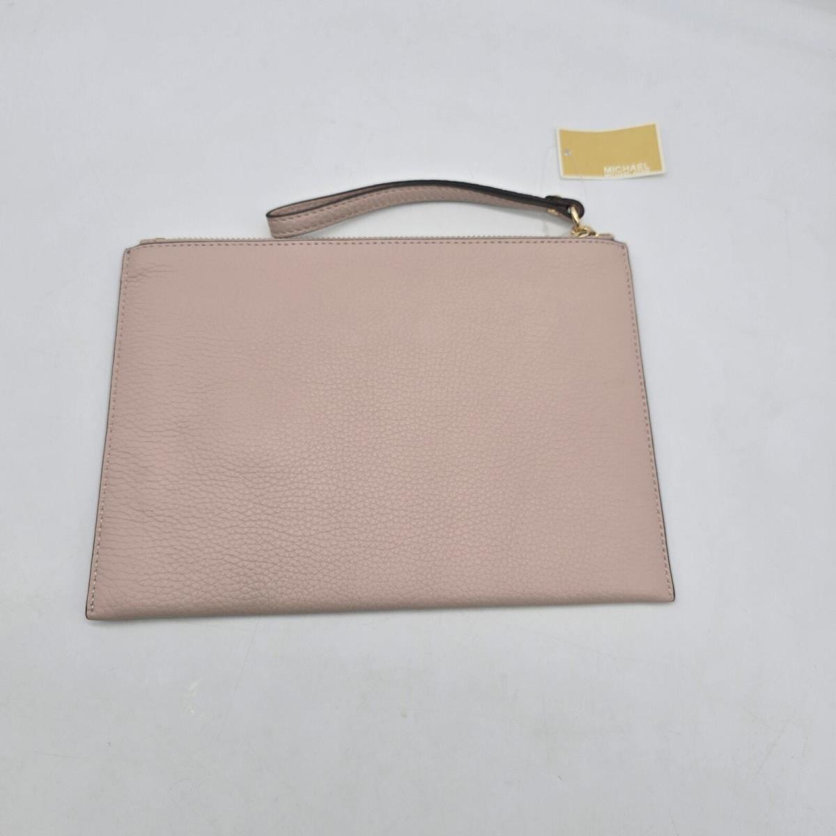 Michael Kors Jet Set Charm Leather Zip Clutch Wristlet Bag Going Out Soft Pink