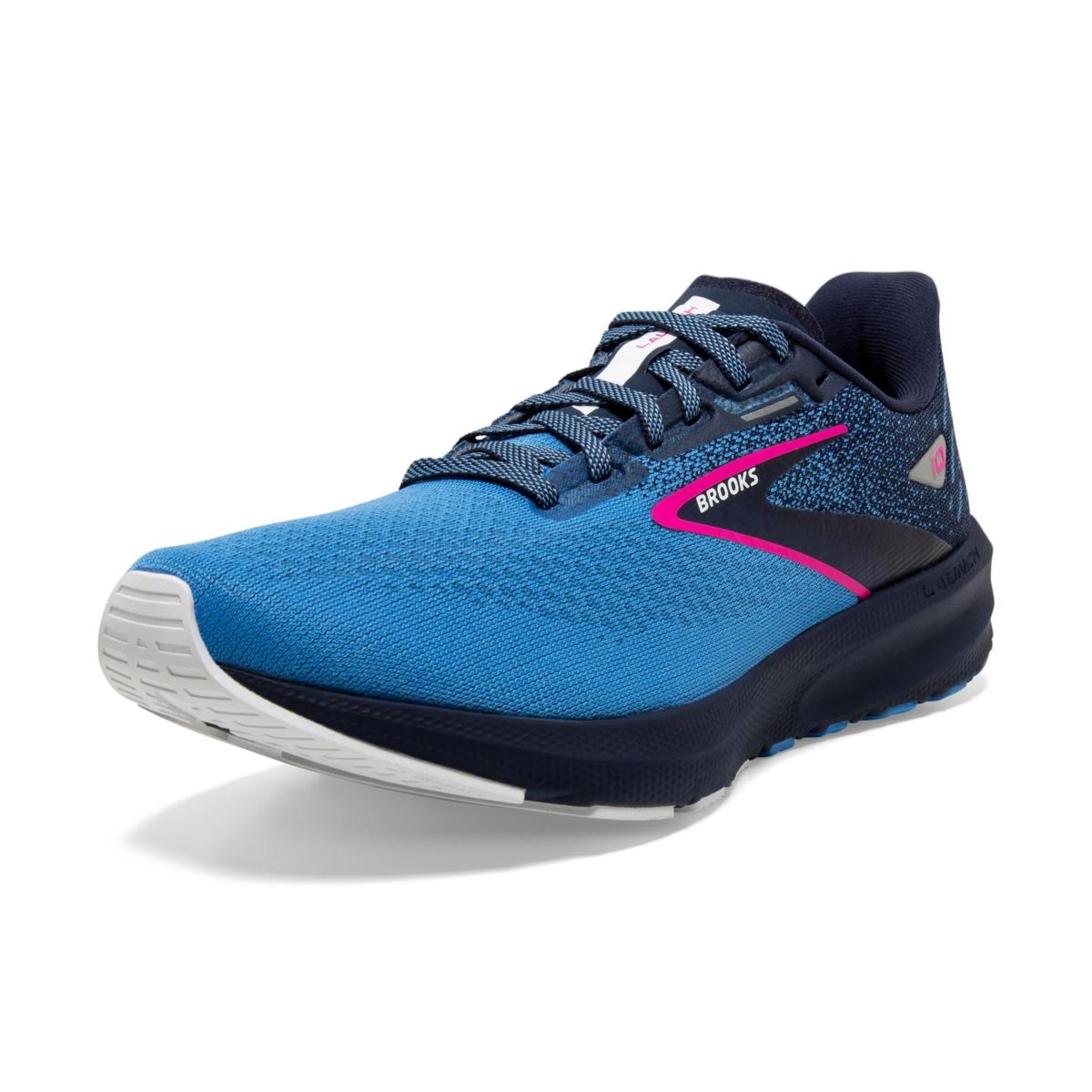 Brooks Women s Launch 10 Neutral Running Shoe - Peacoat/Marina Blue/Pink Glo