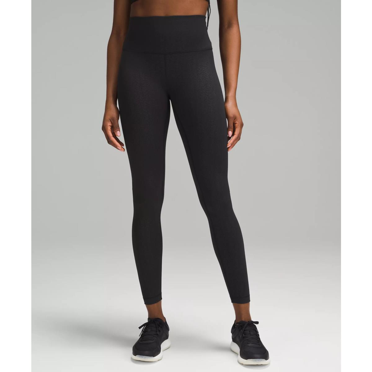 Lululemon Wunder Train High Rise Tight 28 Inch Retail $98-$118 Distressed Twill Emboss Black