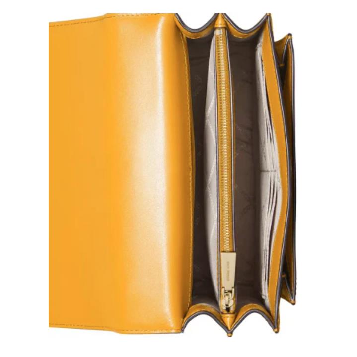 Michael Kors Jade Medium Crossbody Gusset Clutch Gunmetal Magnetic Snap
