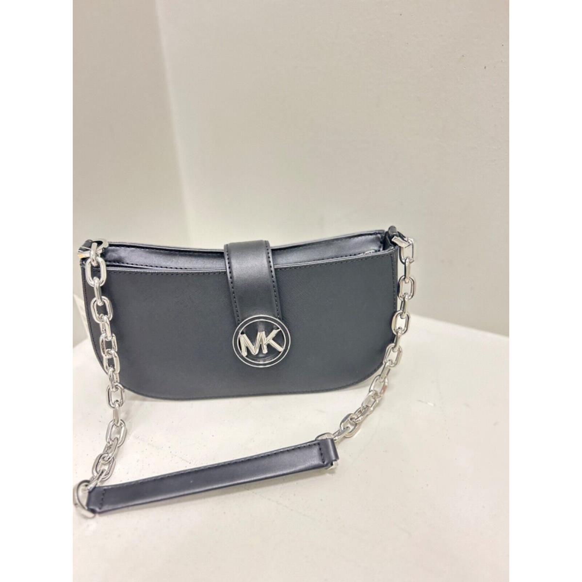 Michael Kors Carmen XS Extra Small Crossbody Bag Purse Shoulder Black Silver mk