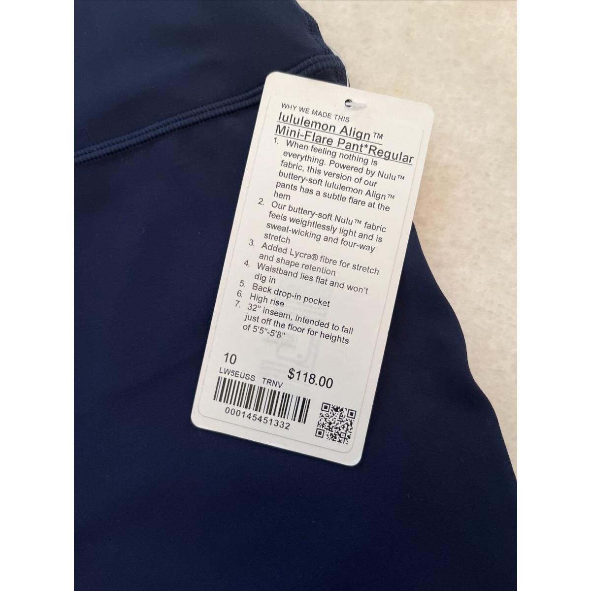 Lululemon Align Mini-flare Pant Regular Navy LW5EUSS Size 10 Tags