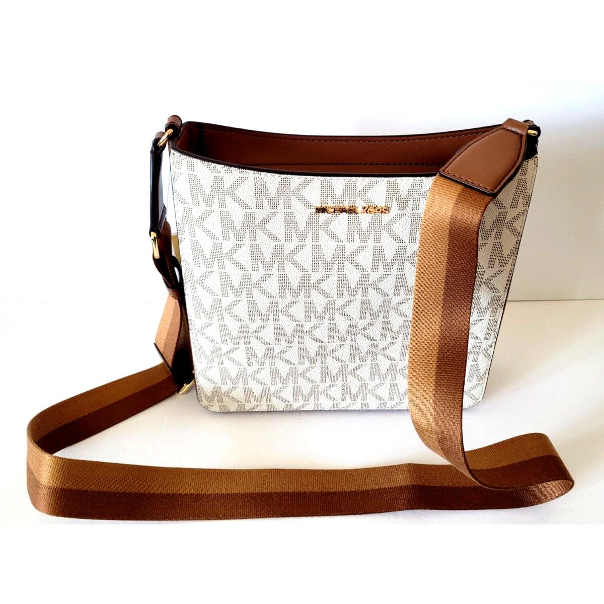 Michael Kors Signature Jet Set Medium Crossbody Vanilla/luggage Brown