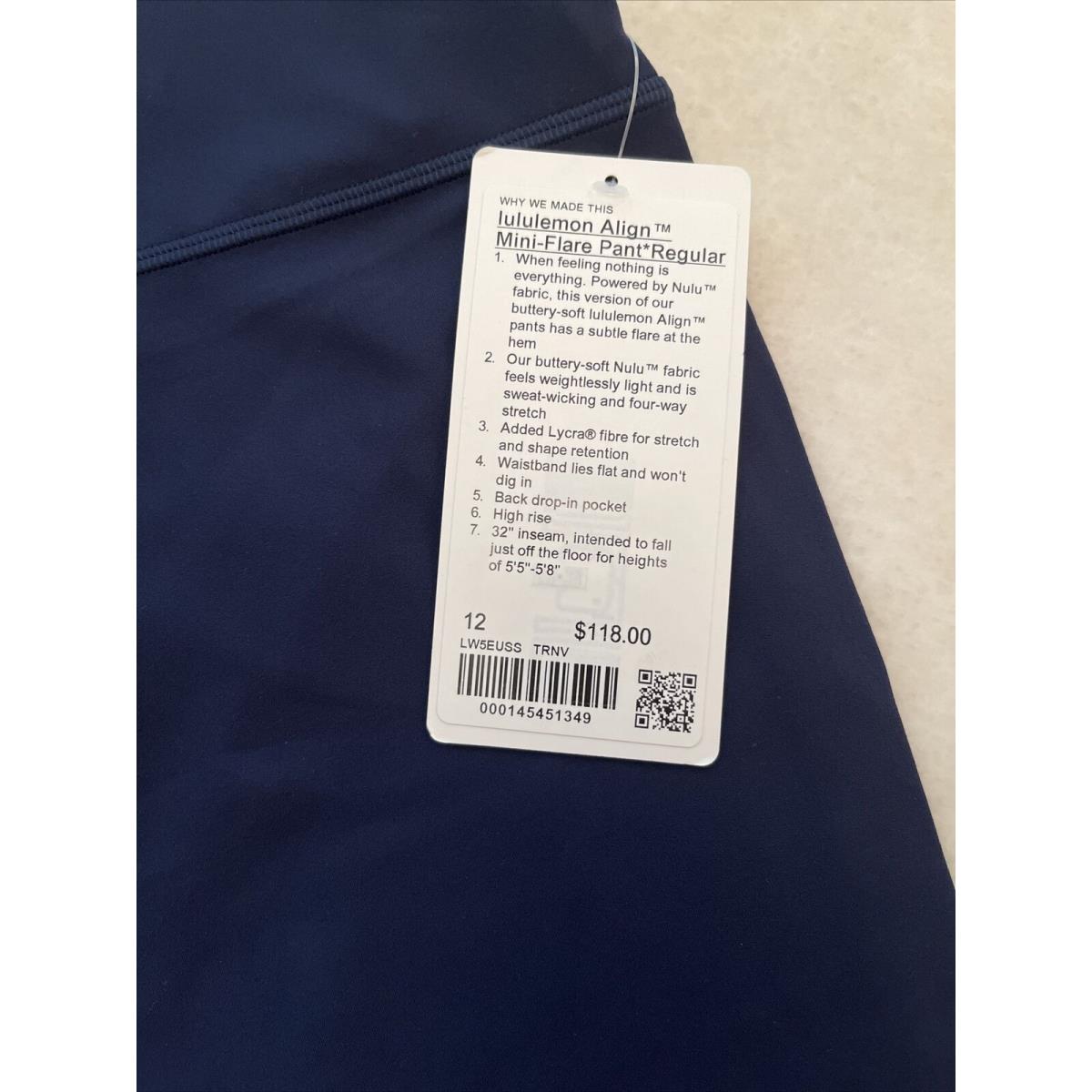 Lululemon Align Mini-flare Pant Regular Navy LW5EUSS Size 12 Tags