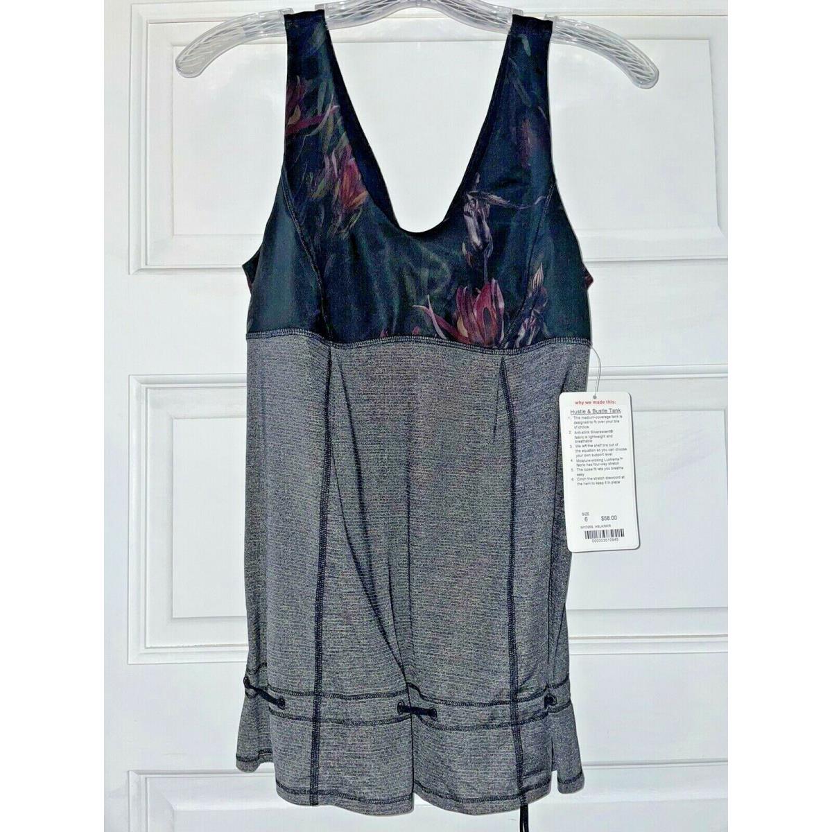 Lululemon Women`s Hustle and Bustle Tank Heathered Black Size 6