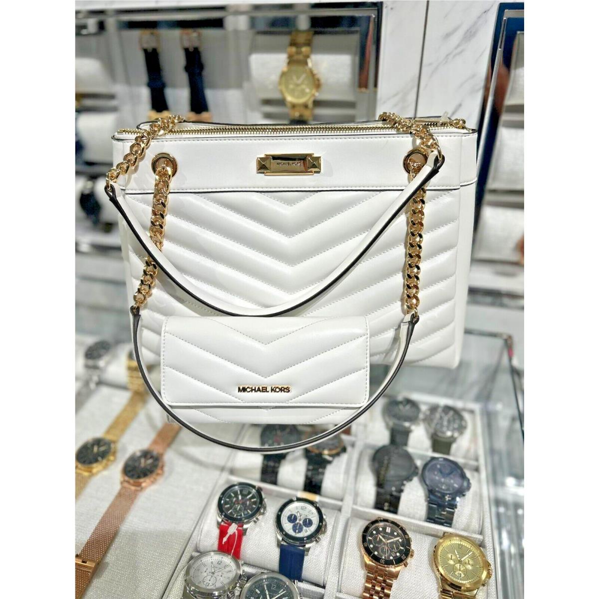 Michael Kors Medium Fashion Tote Shoulder Bag Purse Handbag + Trifold id Wallet