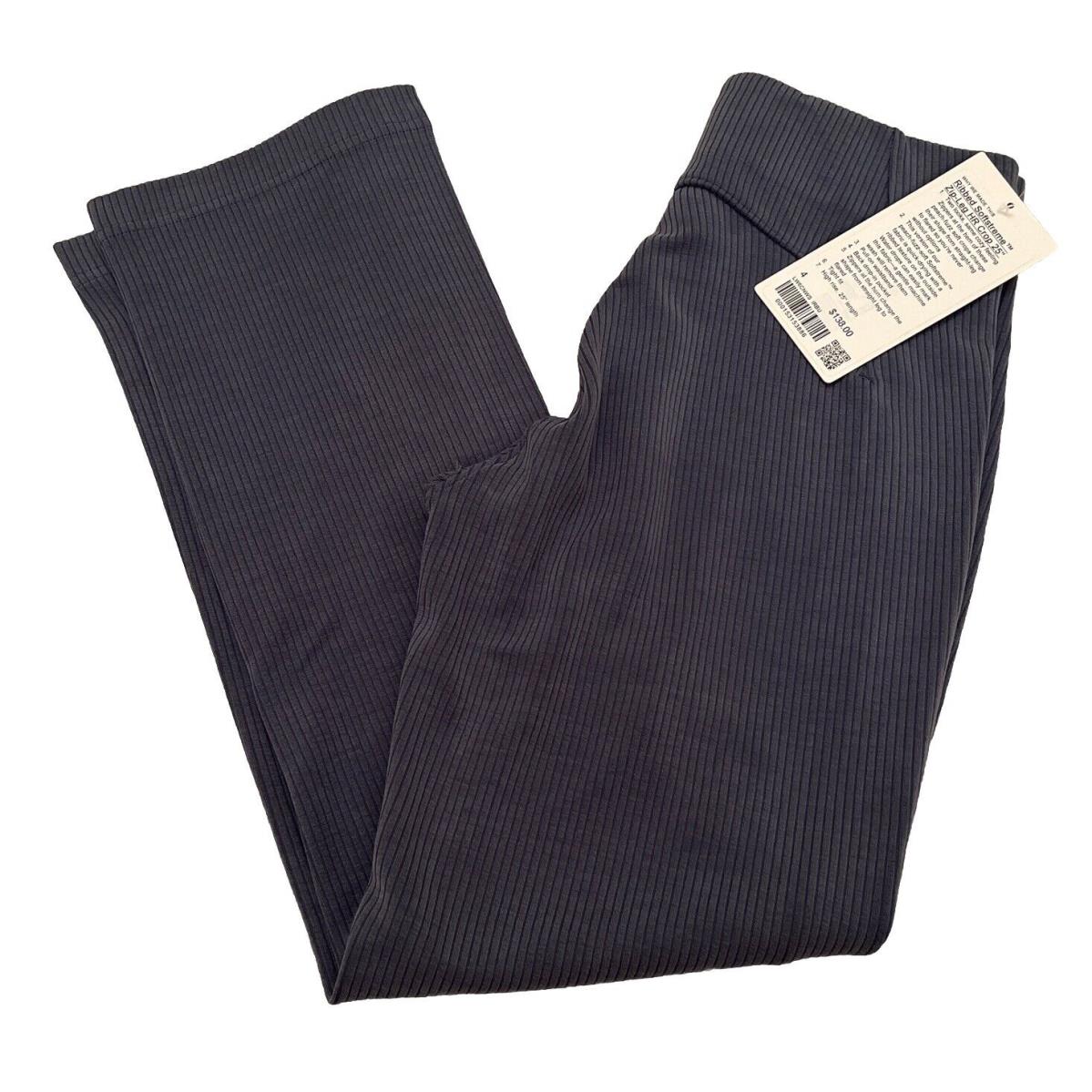 Lululemon Ribbed Softstreme Zip-leg HR Crop 25 Iron Blue Size 4 LW6CNWS