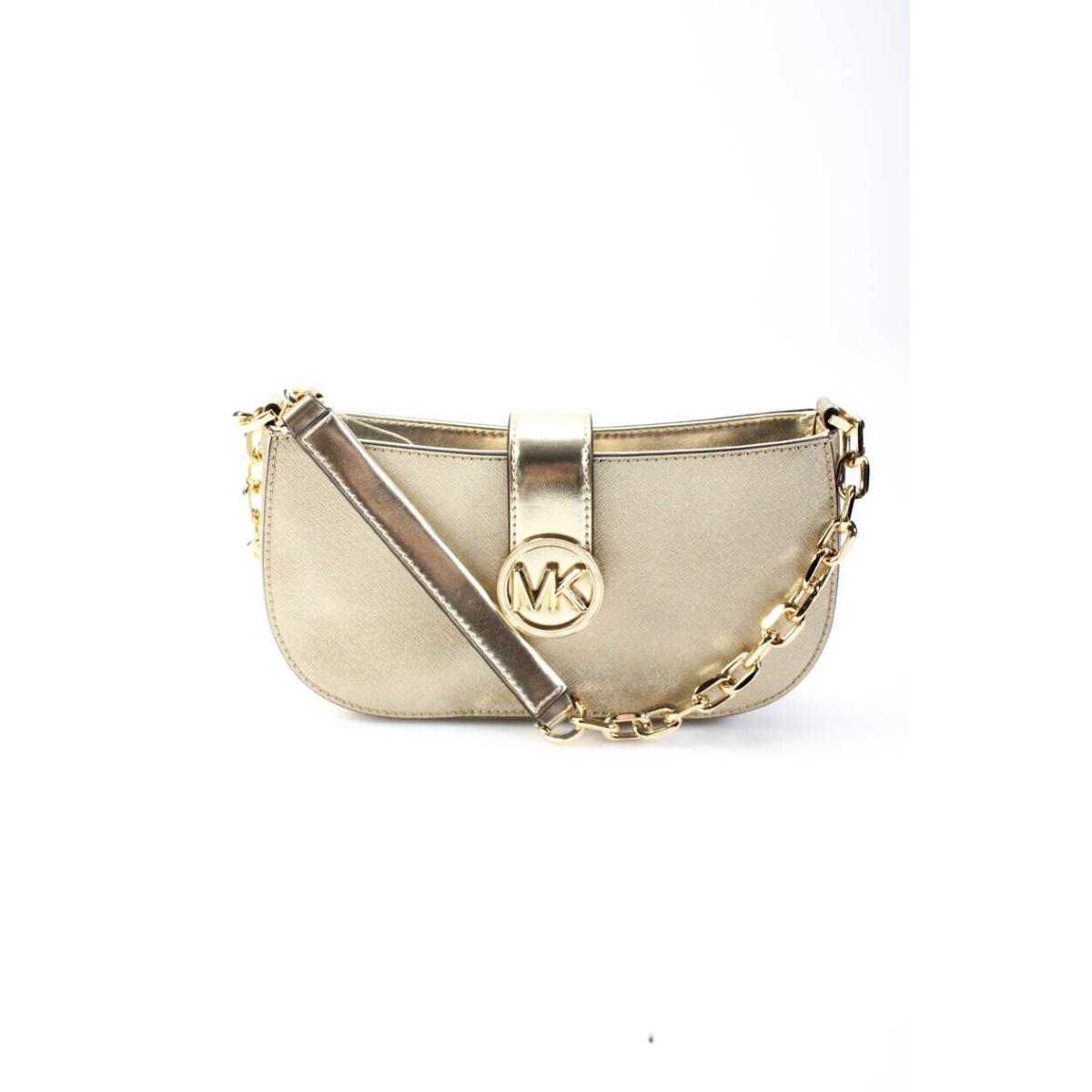 Kors Womens Gold Strap Chain Small Pouchette Shoulder Handbag