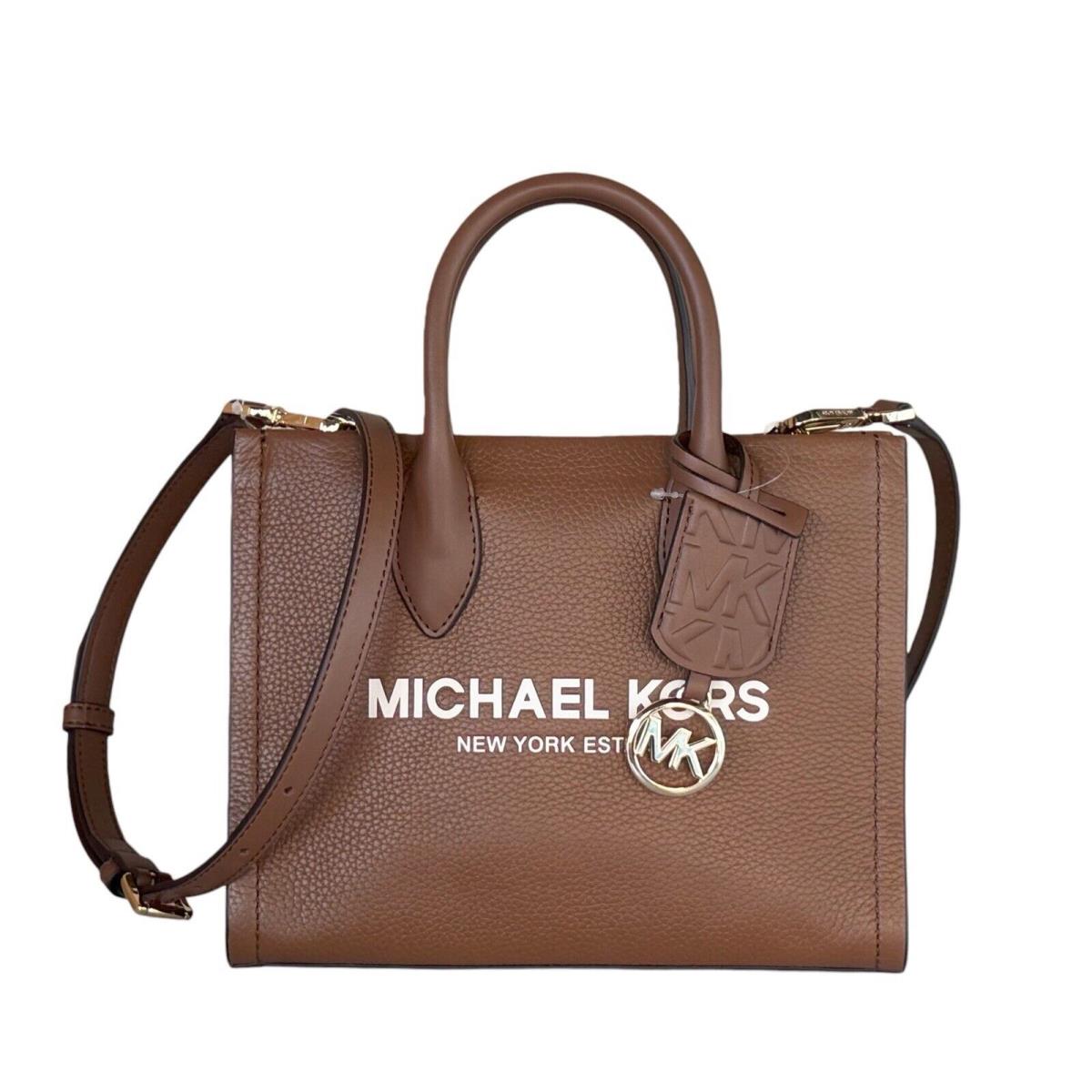 Michael Kors Mirella Small Shopper Tote Crossbody Leather Bag Brown