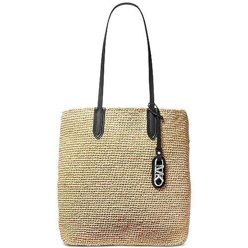 Michael Kors Women`s Eliza Large Straw Tote Bag with Pouch Natural Luggage