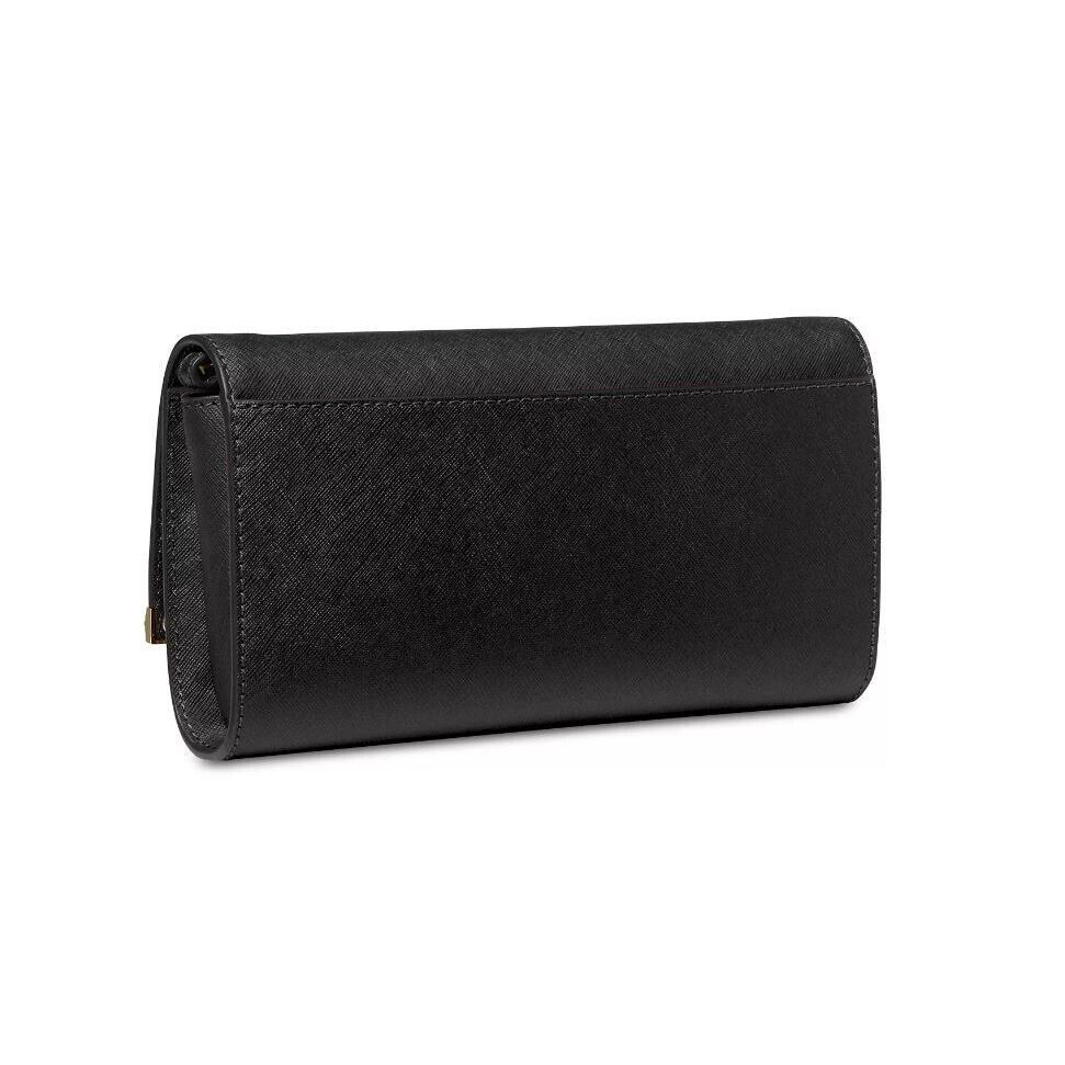 Michael Kors Mona East West Saffiano Leather Large Clutch Shoulder Bag - Black