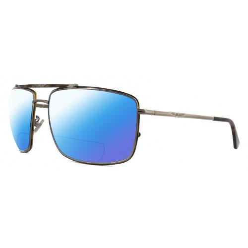 Police SPL965 Pilot Polarized Bifocal Sunglasses Gunmetal Brown Tortoise 63 mm Blue Mirror