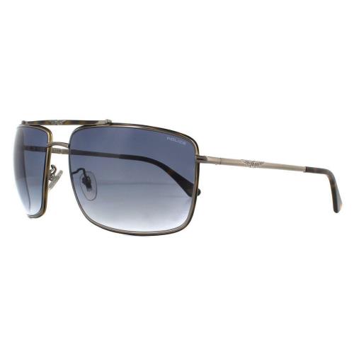 Police SPL965 Unisex Pilot Sunglasses in Gunmetal Tortoise/grey Gradient 63 mm