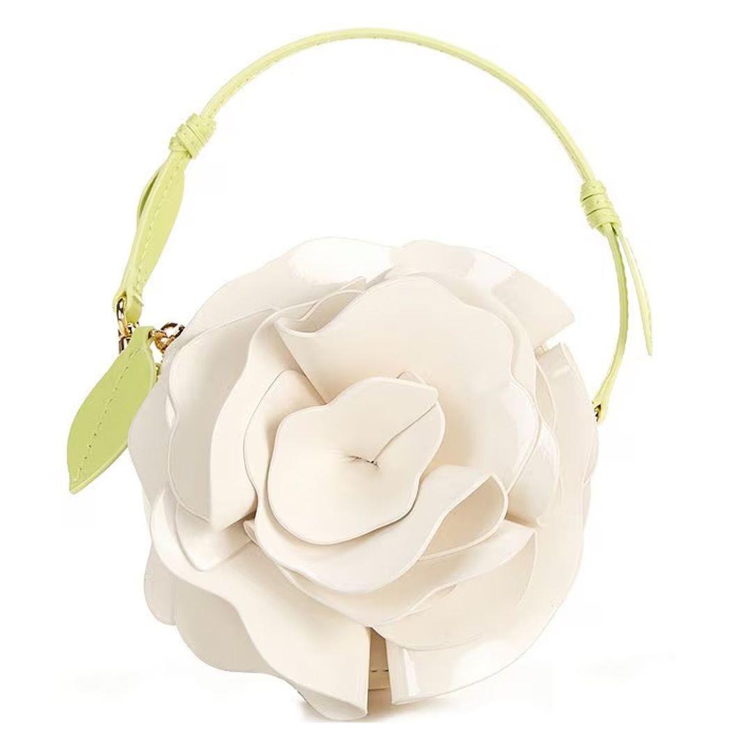 Kate Spade Flora Patent Leather 3d Wristlet Cream Small Flower Elbow Bag Orgpkg