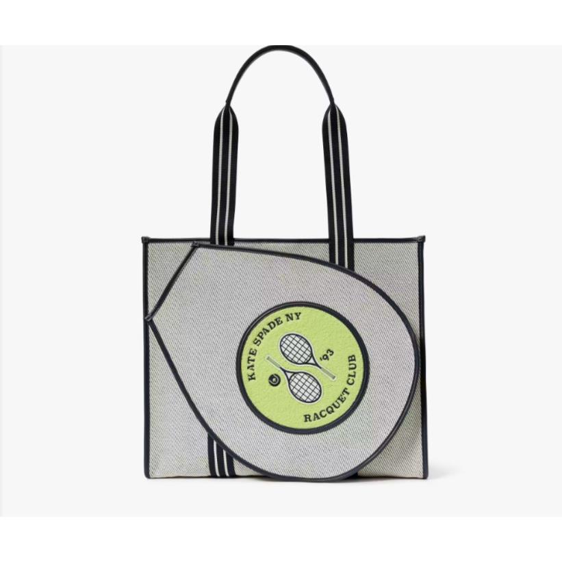 Kate Spade Grand Slam Tennis Racquet Extra Large Canvas Tote KF521