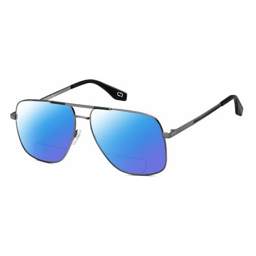 Marc Jacobs 387/S Unisex Pilot Polarize Bifocal Sunglasses Gunmetal 60mm 41Opt Blue Mirror