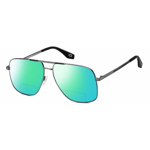 Marc Jacobs 387/S Unisex Pilot Polarize Bifocal Sunglasses Gunmetal 60mm 41Opt Green Mirror