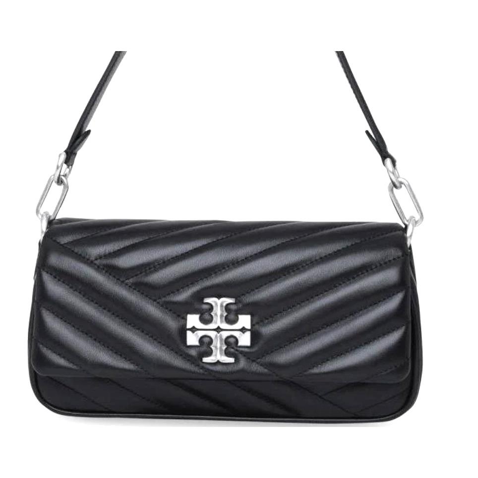 Tory Burch Kira Chevron Quilted Small Flap Leather Shoulder -black