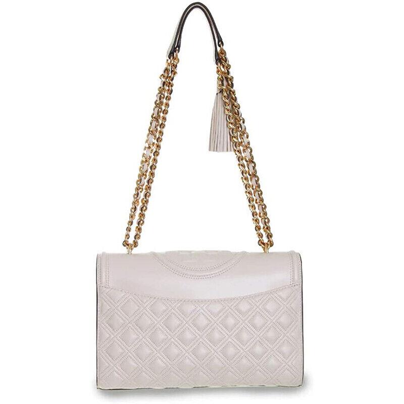 Tory Burch Women Fleming Chain Leather Strap Embossed Convertible Shoulder Bag