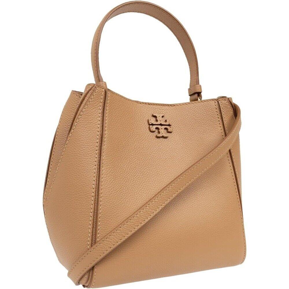 Tory Burch Hb Women Small Bucket Bag Mcgraw Leather Double Handles Tiramisu OS