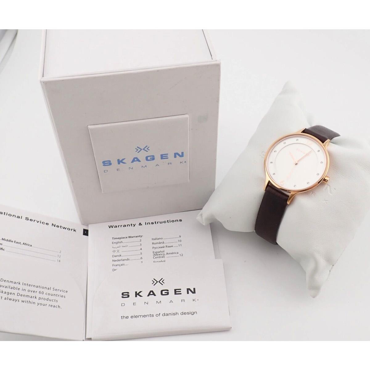 Skagen Anita Brown Leather Band N-mint Quartz Analog Ladies Watch R22-0