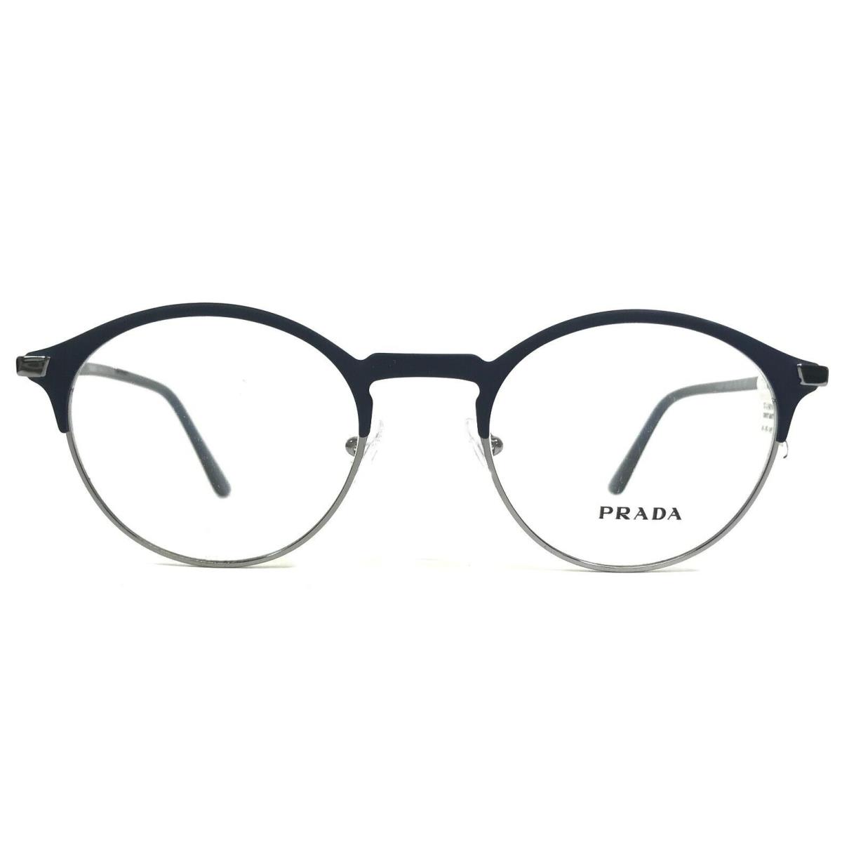 Prada Eyeglasses Frames VPR58Y 02N-1O1 Blue Silver Panto Full Rim 48-20-145