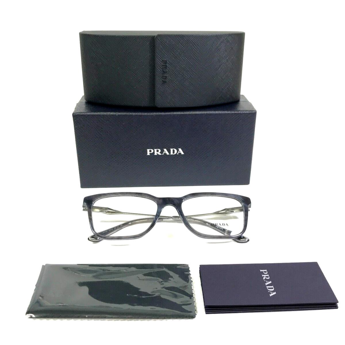 Prada Eyeglasses Frames VPR05Z 13F-1O1 Gray Silver Full Rim Square 53-18-140