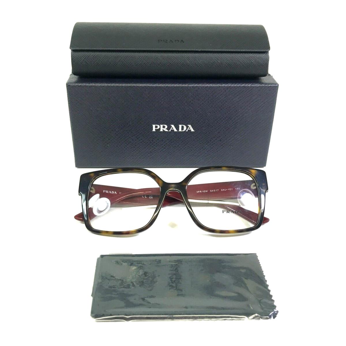 Prada Eyeglasses Frames VPR10W 2AU-1O1 Tortoise Red Square Full Rim 54-17-140