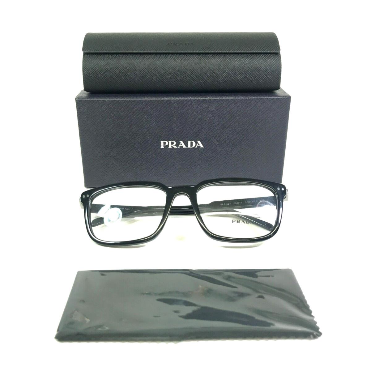 Prada Eyeglasses Frames VPR13Y 1AB-1O1 Black Full Rim Square 55-19-140