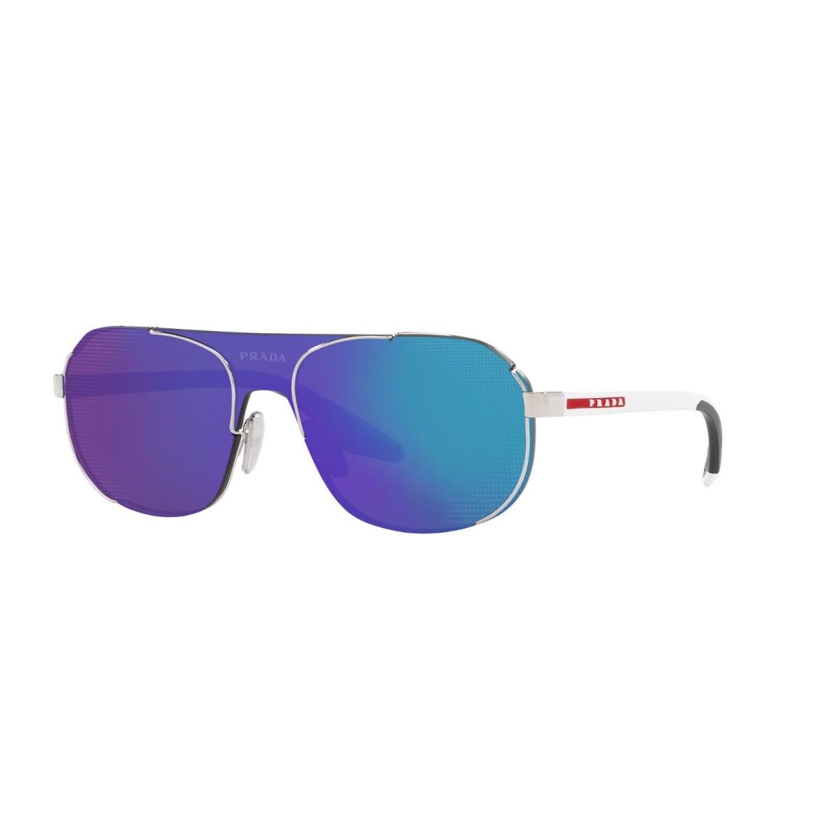 Prada Linea Rossa PS 53YS Silver/green Blue Shaded Mirrored 1BC-08U Sunglasses
