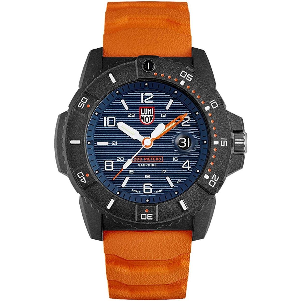 Luminox Navy Seal 45MM Blue Dial Orange Strap Men`s Watch XS.3603