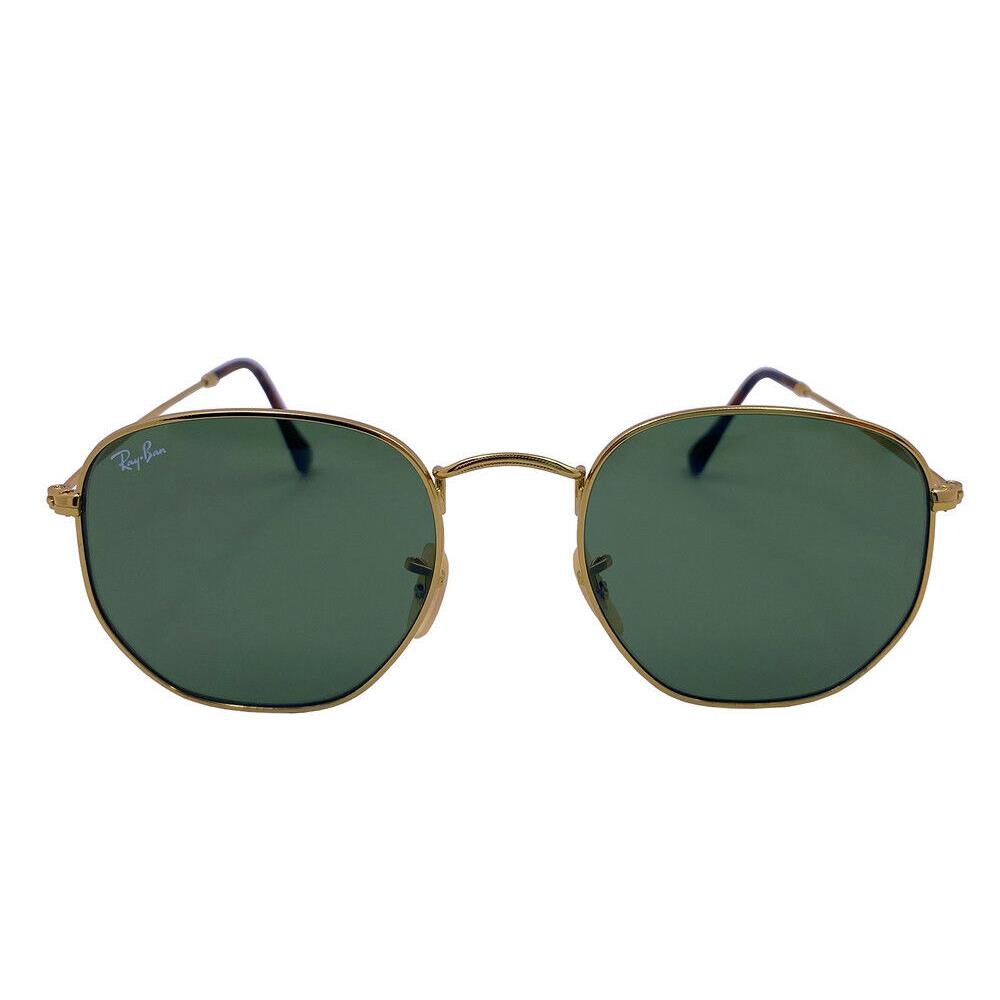 Ray-ban Sunglasses RB3548N Hexagonal Flat Gold Frame Green Classic Lenses 54mm - Frame: Polished Gold, Lens: Green