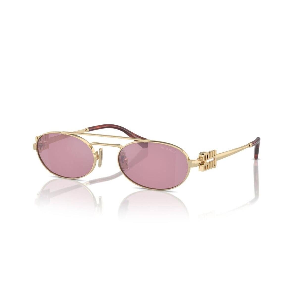 Miu Miu MU 54ZS ZVN50D Gold Pink Lens Oval Women Sunglasses