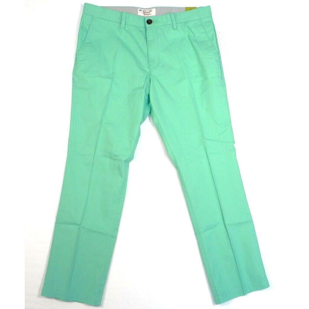 Penguin Wittfield Heritage Neptune Green Flat Front Cotton Casual Pants Mens