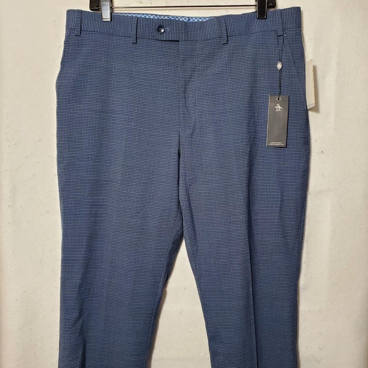 Penguin Pants Men`s 36X32 Dress Pants Blue Checkered Wool Blend