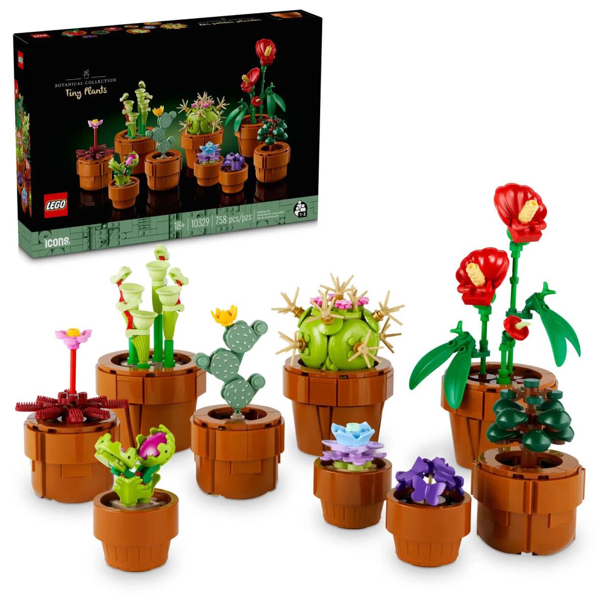 Lego 10329 - 9 Tiny Plants 758 Pieces - Tropical Carnivorous Succulents Plants