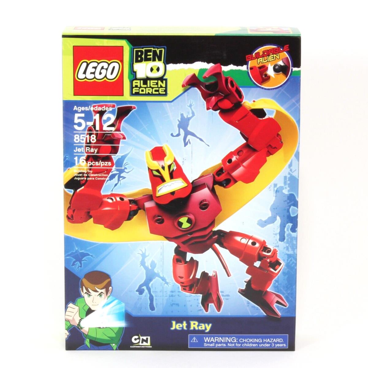 Lego Ben 10 Alien Force Jet Ray - Set 8518 - Ben Ten Jetray Red Yellow Alien