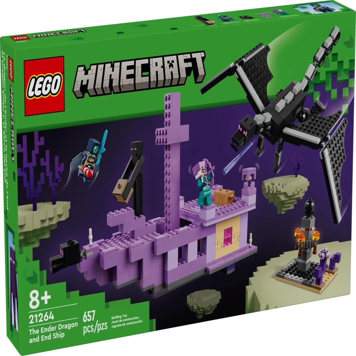 Lego Minecraft The Ender Dragon and End Ship 21264 Building Toy Set Gift