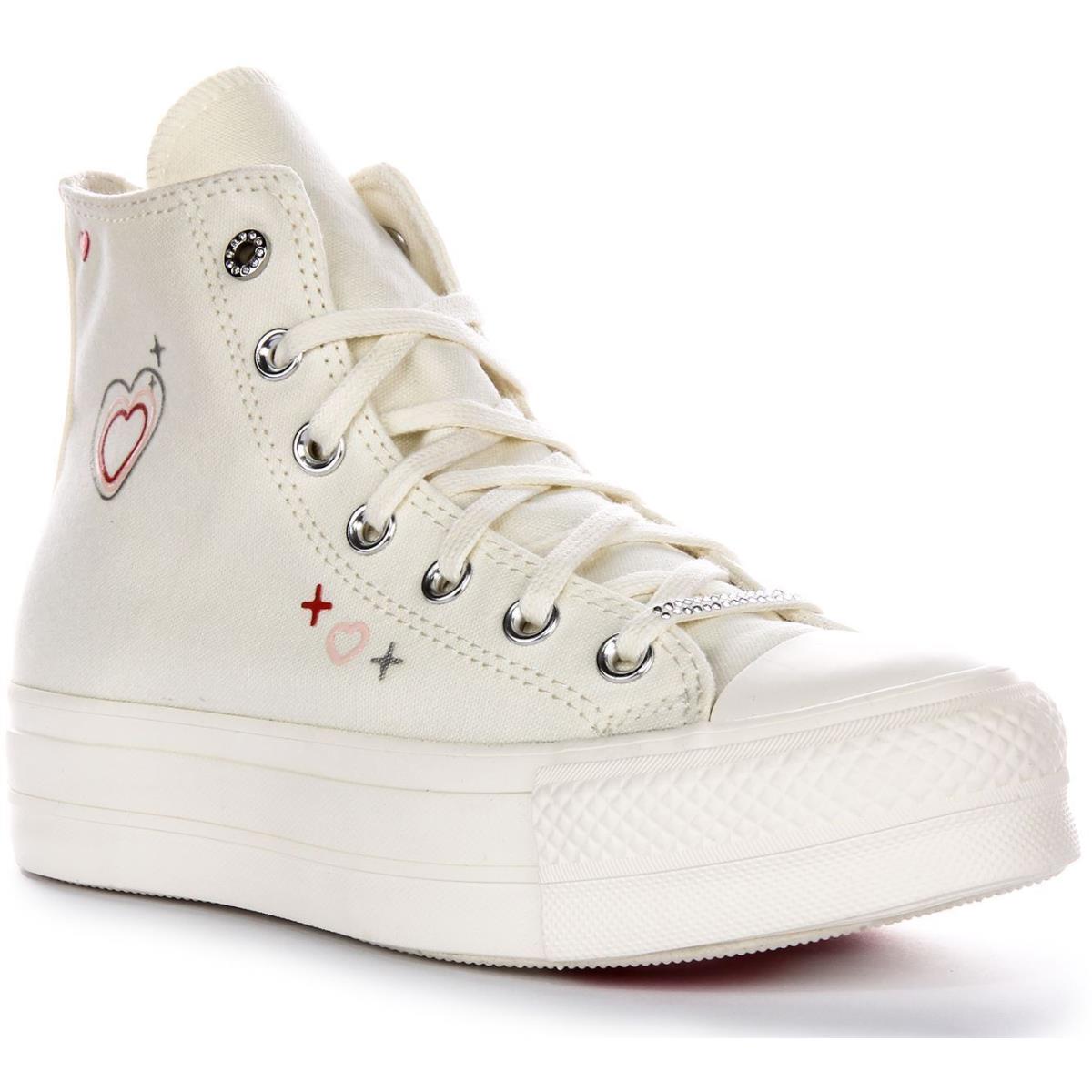 Converse All Star Lift Platform Y2K Heart Womens Sneakers White Red US 3 - 8