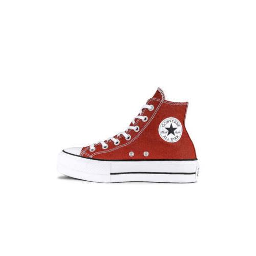 Converse Ctas Lift Hi A06896F Skateboard Shoes Women`s Red Canvas Lace Up NR8086