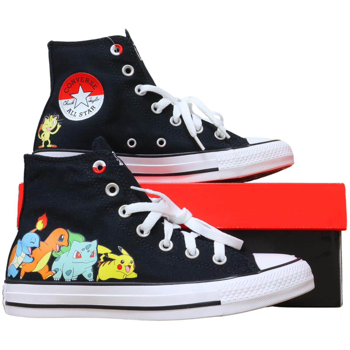 Size 6 Womens Converse x Pokemon A01089F Ctas HI Black Shoes - Limited Edition