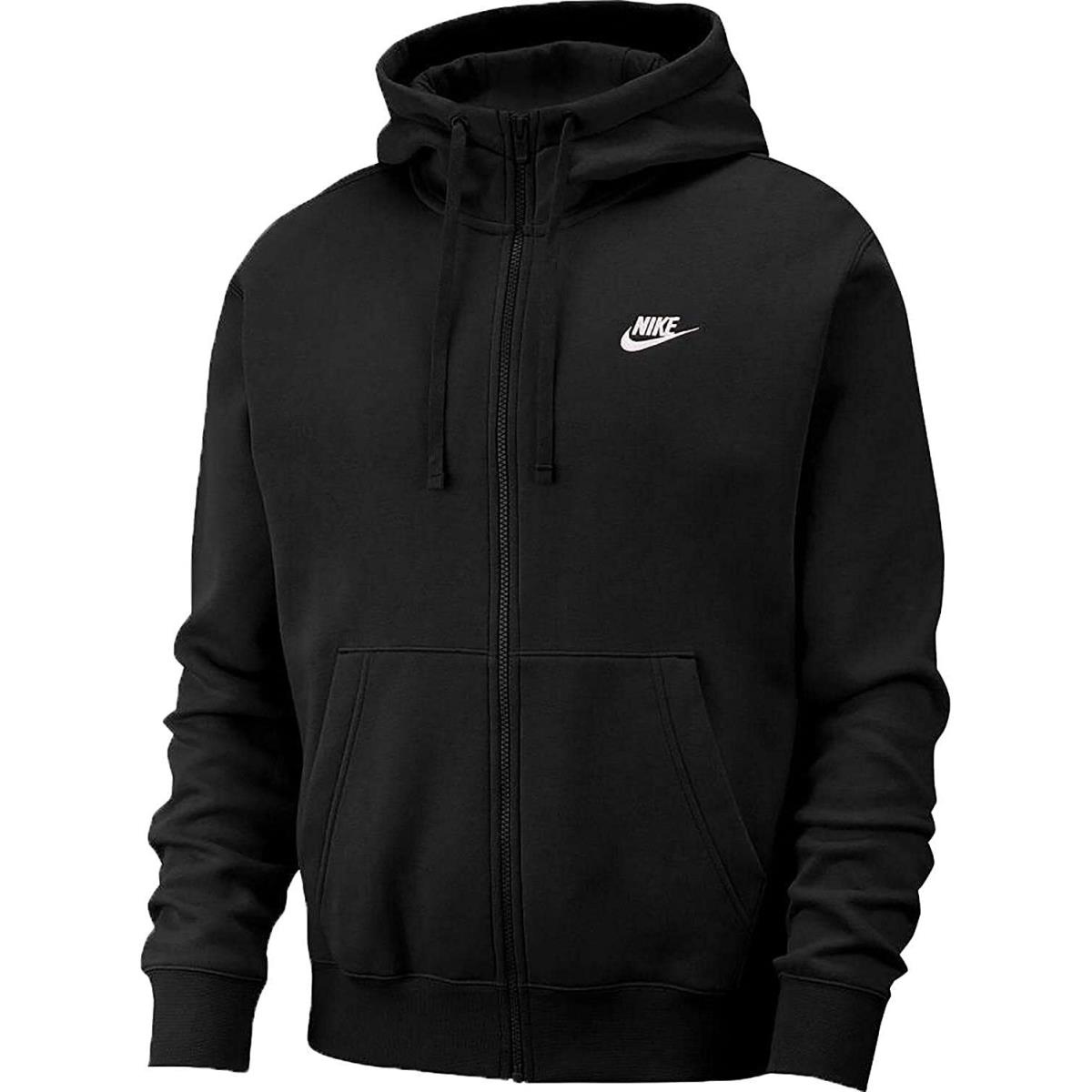 Men`s Nike Sportswear Black Club Fleece Full-zip Hoodie BV2645 010