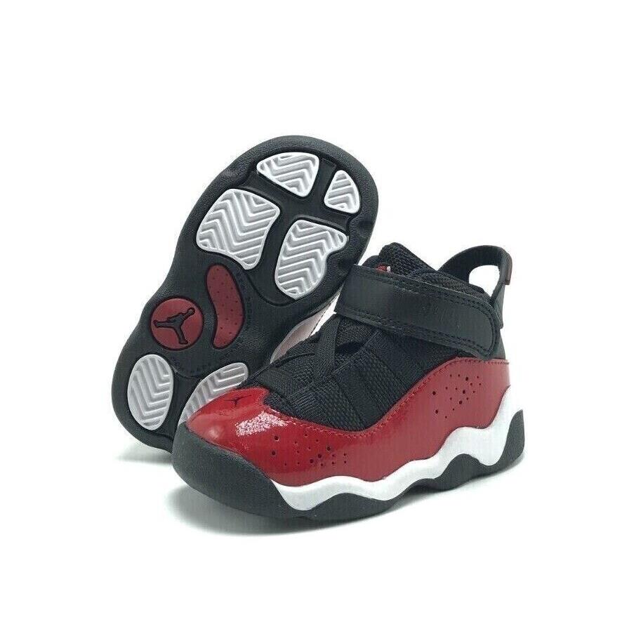 Toddler Baby Nike Air Jordan 6 Rings TD Black/gym Red 323420 060 - Black