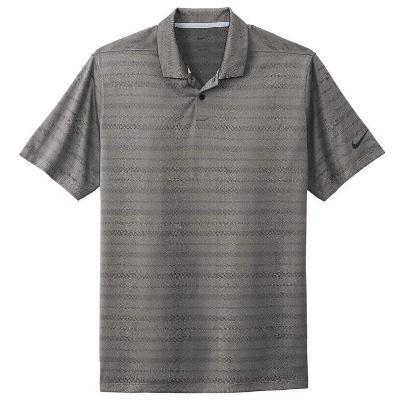 Men`s Nike Dri Fit Moisture Wicking Jacquard Stripe Polo Short Sleeve. XS-4XL DARK GREY