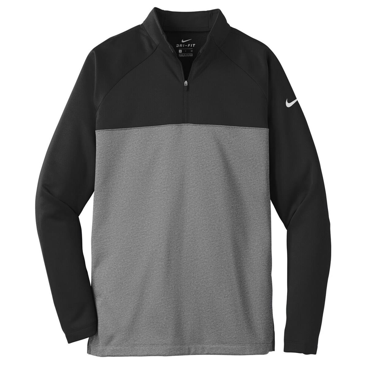 Nike Men`s Insulated Therma-fit 1/2 Zip Fleece Pullover Breaths Wicking XS-4XL - Black/ Dark Grey Heather, s: Black, Red, Royal, Navy, Blue, Grey, Gray