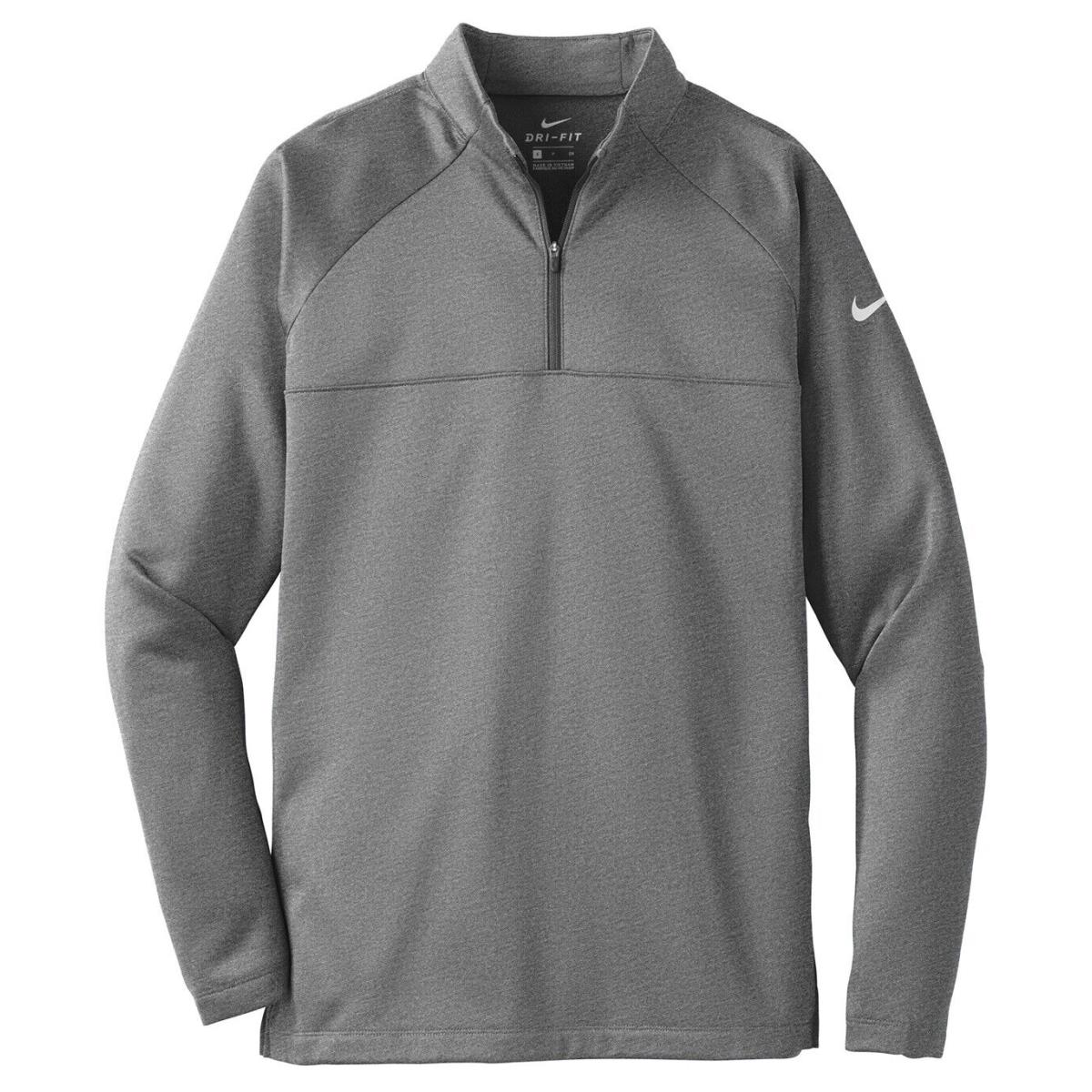 Nike Men`s Insulated Therma-fit 1/2 Zip Fleece Pullover Breaths Wicking XS-4XL Dark Grey Heather/ Dark Grey Heather